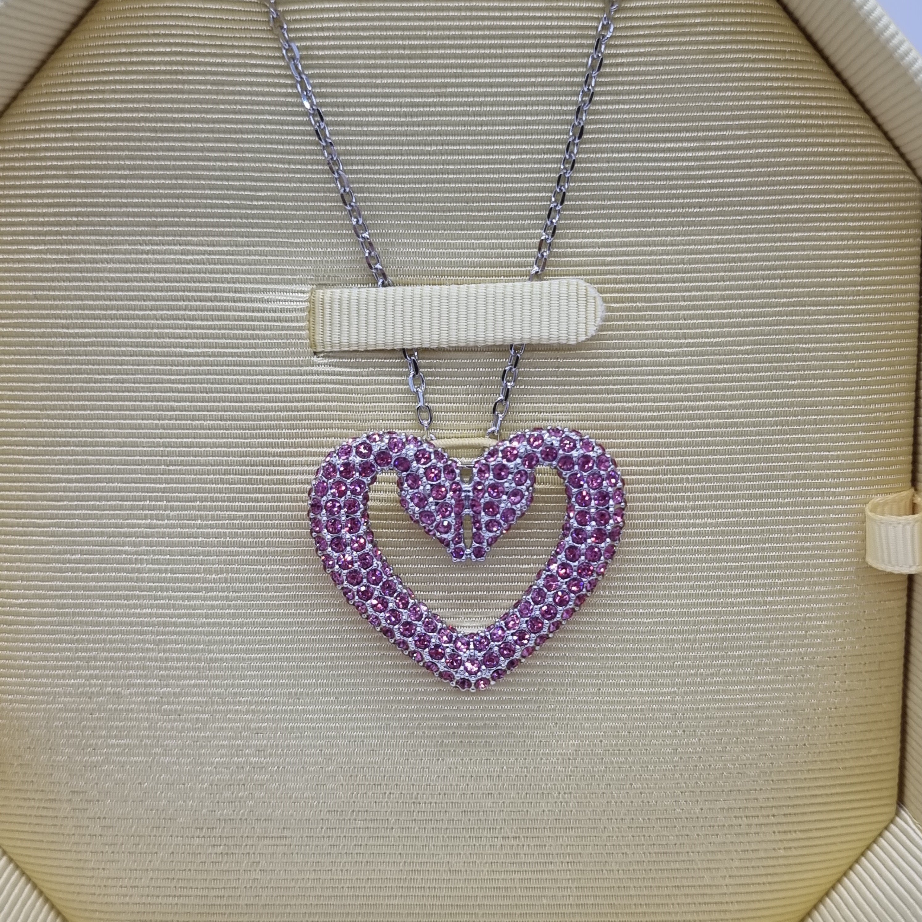 SWAROVSKI Sublima Herz Kette Schwanenherz Groß Rosa Rhodiniert 5631931