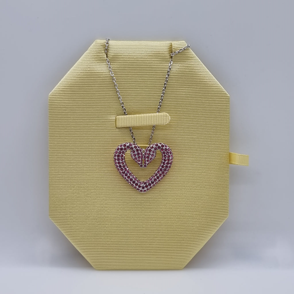 SWAROVSKI Sublima Herz Kette Schwanenherz Groß Rosa Rhodiniert 5631931