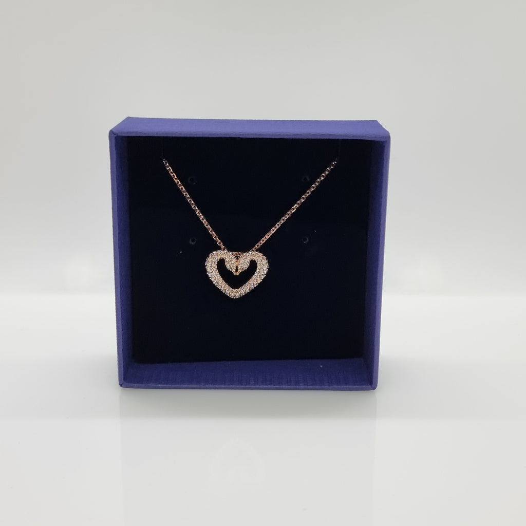 Swarovski Una Herz Halskette Weiß, Rosévergoldet 5628657