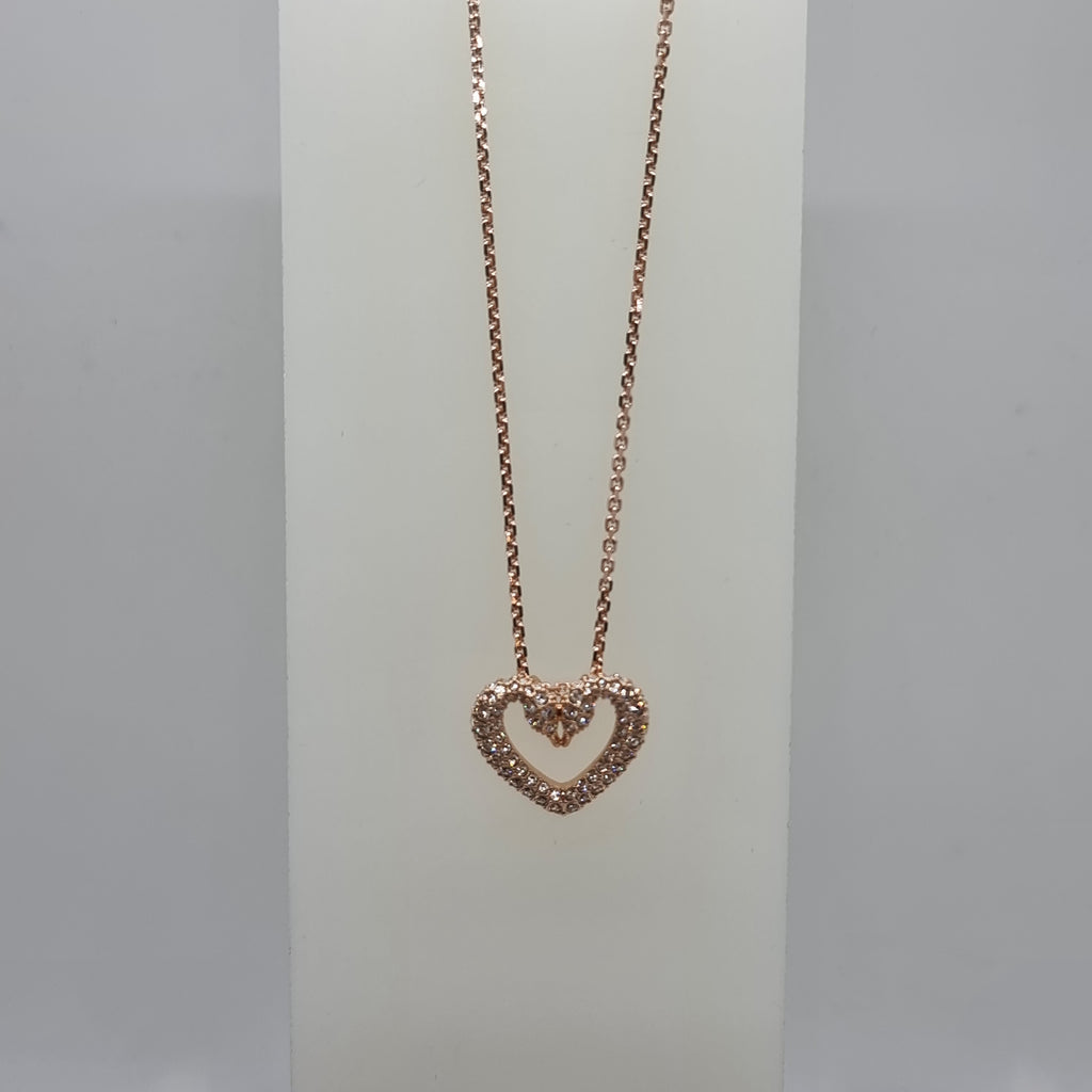 Swarovski Una Herz Halskette Weiß, Rosévergoldet 5628657