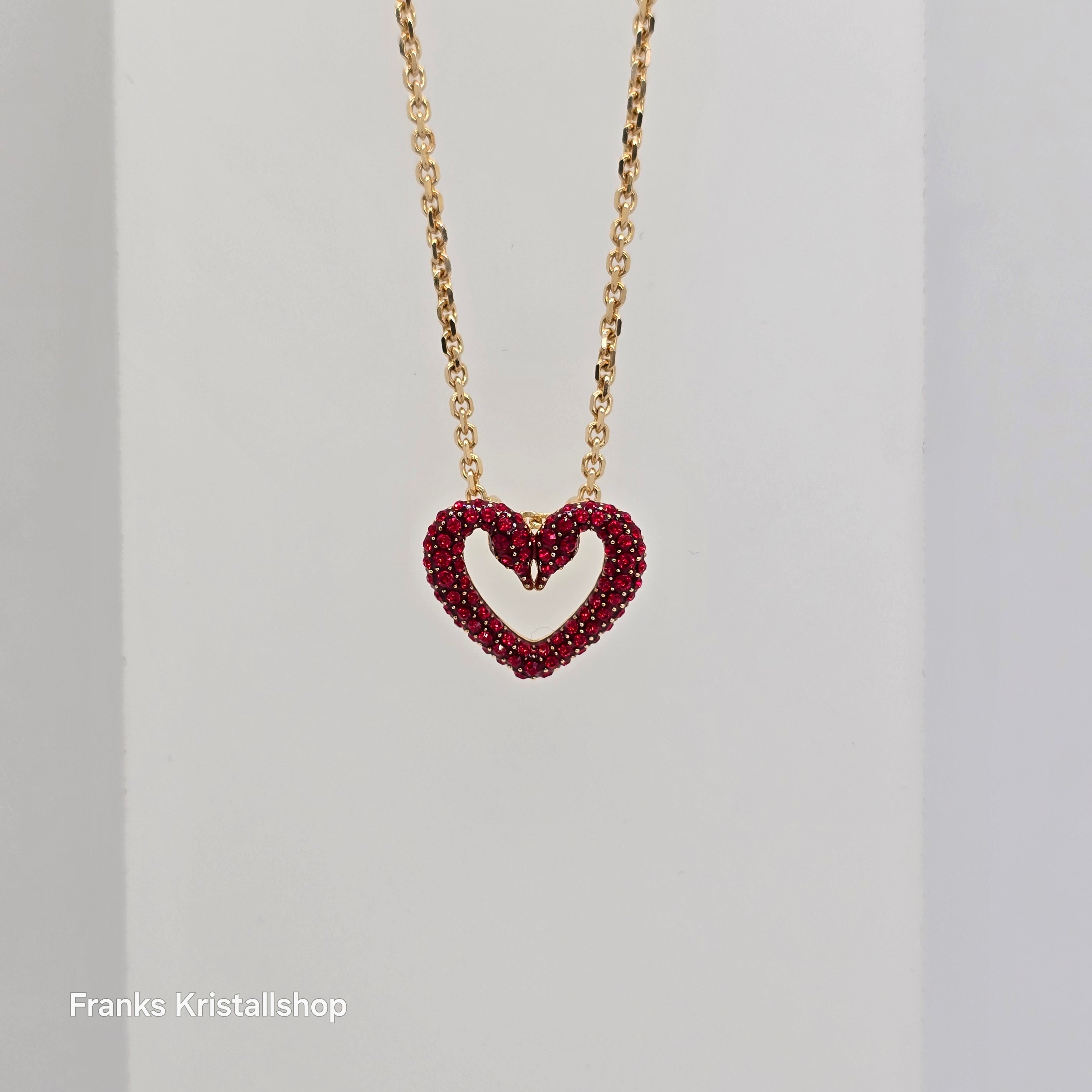 SWAROVSKI Una Herz Halskette Klein Rot, Gold-Legierungsschicht 5634723