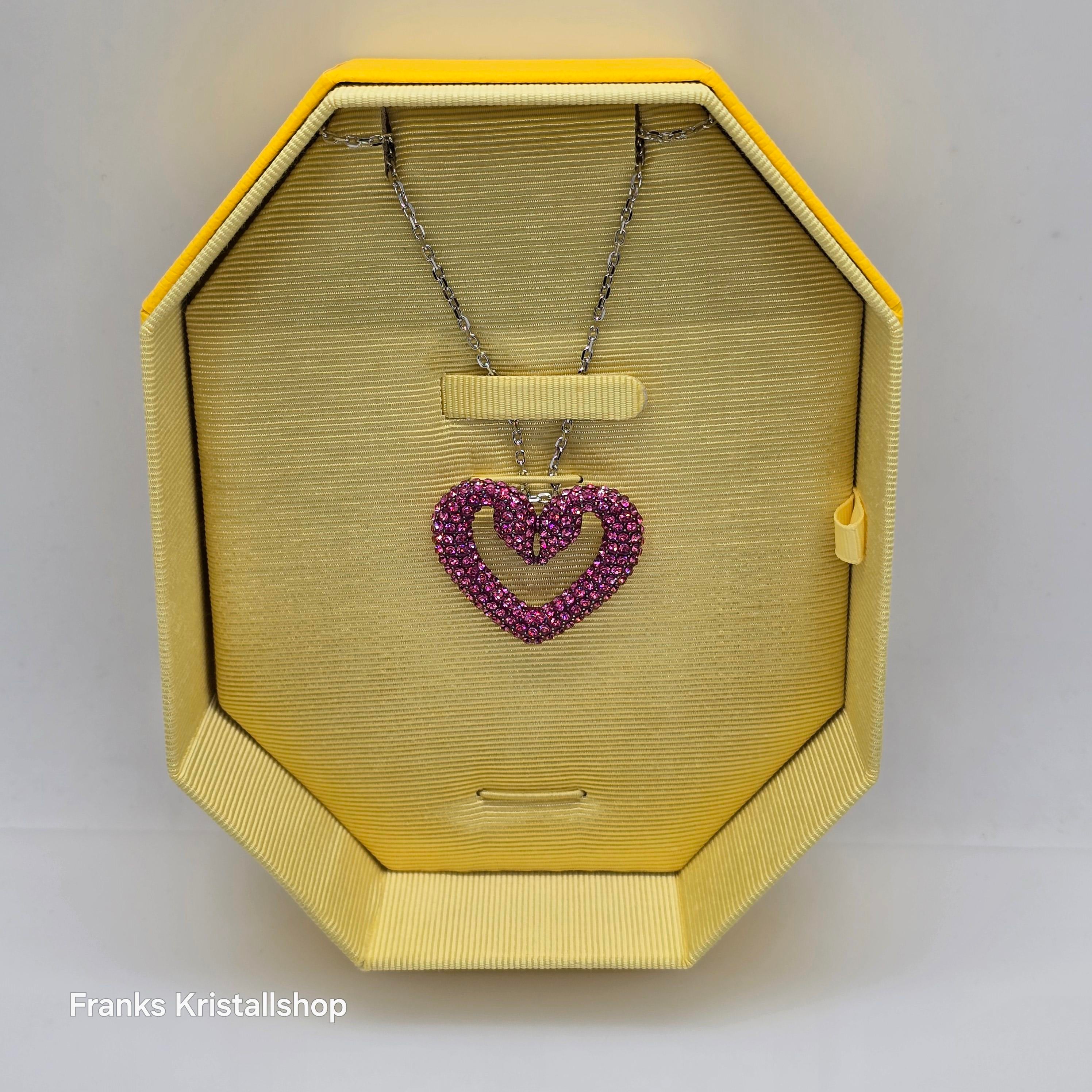 SWAROVSKI Una Herz Kette Schwanenherz Halskette Pink Dunkel Rhodiniert 5646571