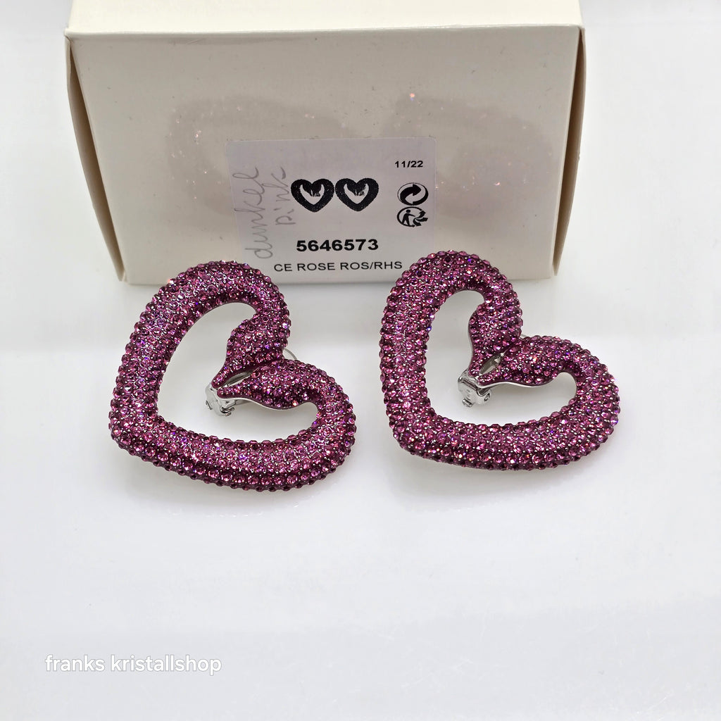 SWAROVSKI Una Herz Ohrclips Schwanenherz Violett, Rhodiniert 5646573