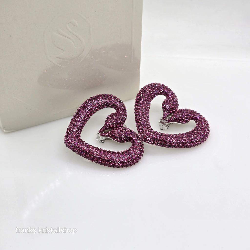 SWAROVSKI Una Herz Ohrclips Schwanenherz Violett, Rhodiniert 5646573