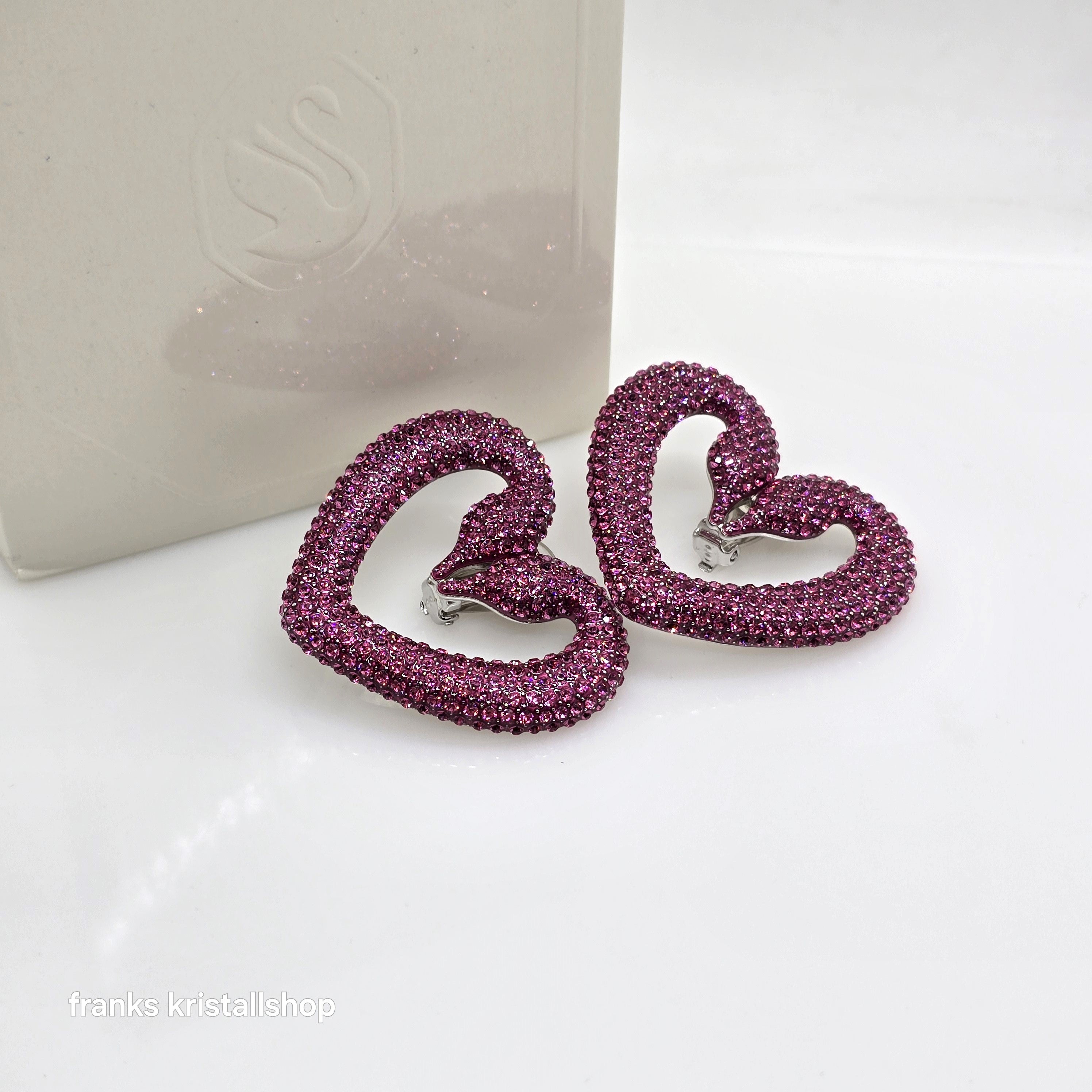 SWAROVSKI Una Herz Ohrclips Schwanenherz Violett, Rhodiniert 5646573