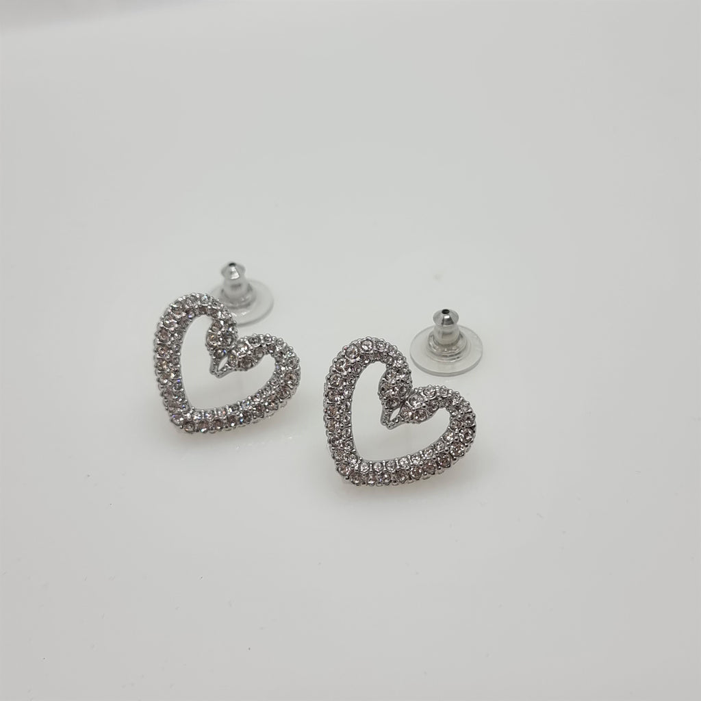 SWAROVSKI Una Herz Ohrstecker Mittel, Weiß, Rhodiniert 5625535