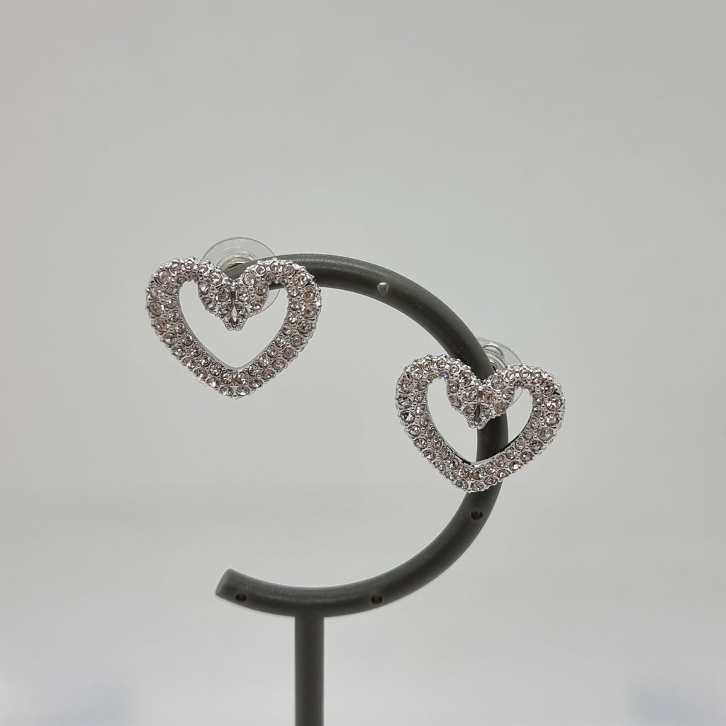 SWAROVSKI Una Herz Ohrstecker Mittel, Weiß, Rhodiniert 5625535