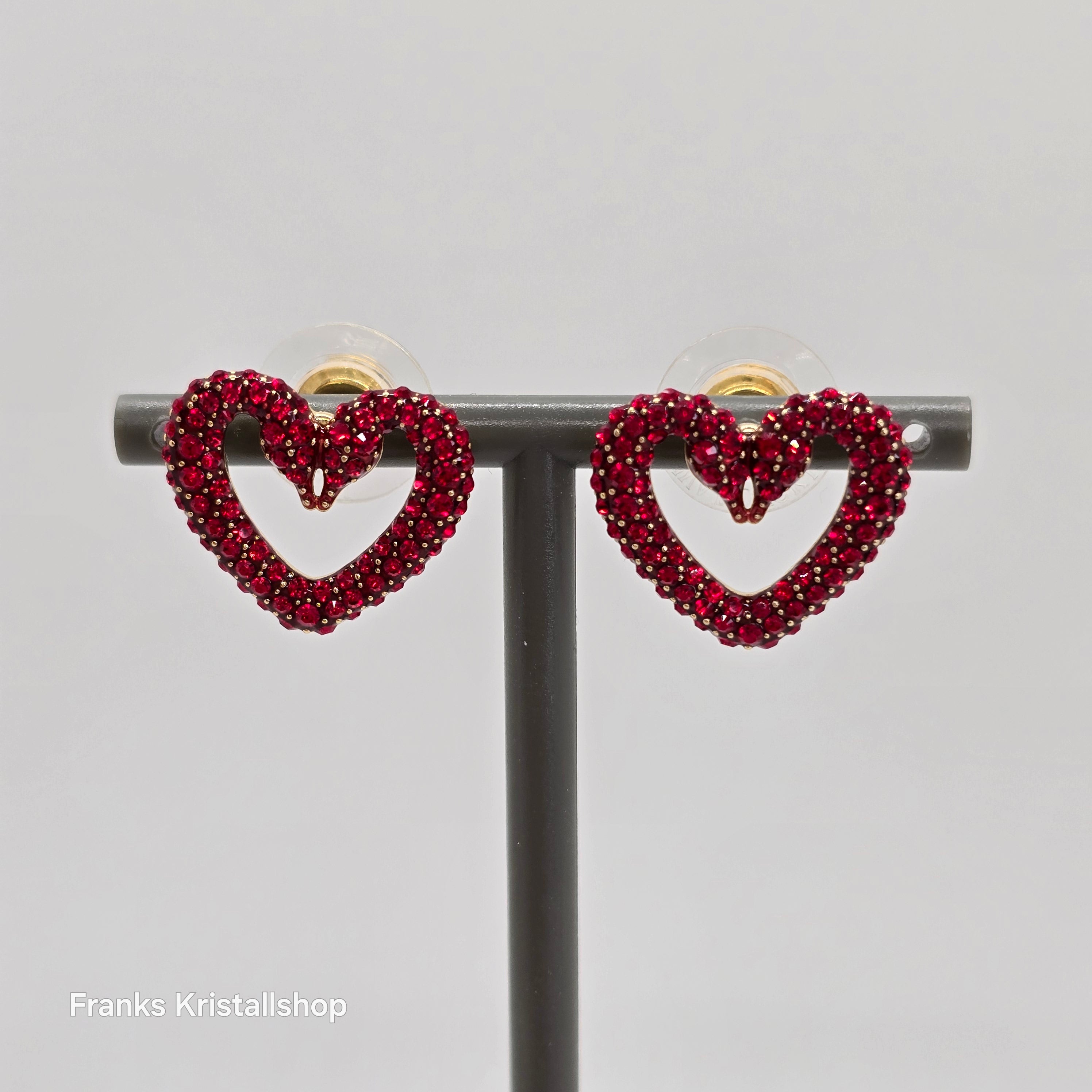 SWAROVSKI Una Ohrstecker Herz, Klein, Rot, Goldlegierungsschicht 5634812