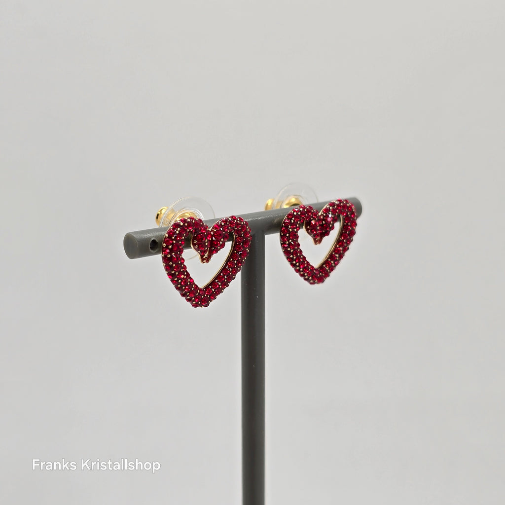 SWAROVSKI Una Ohrstecker Herz, Klein, Rot, Goldlegierungsschicht 5634812