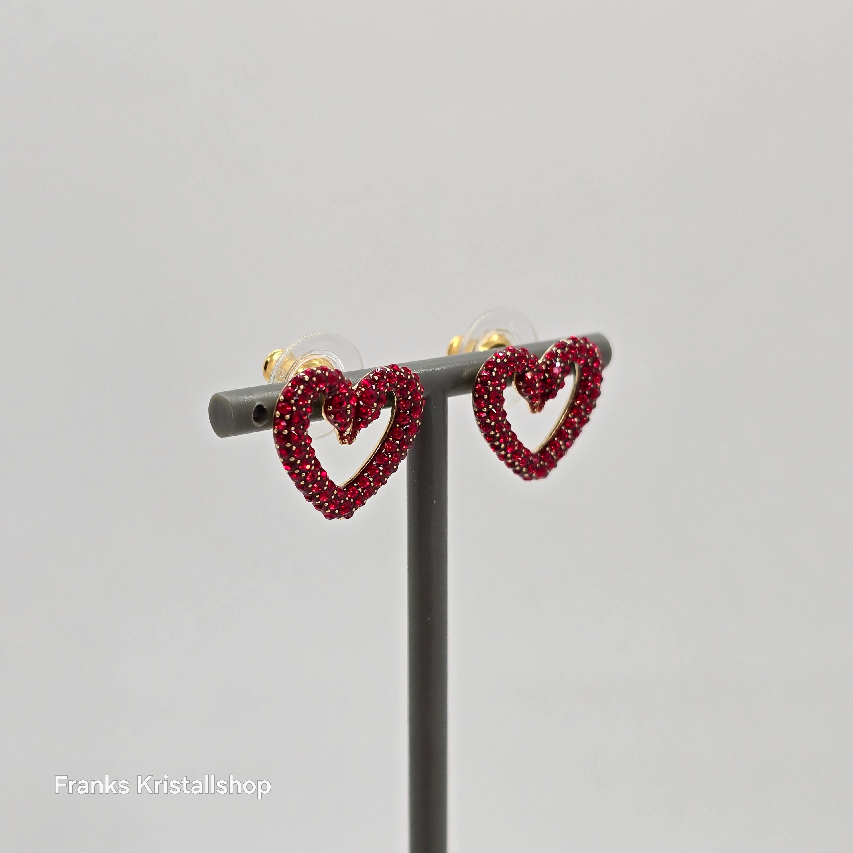 SWAROVSKI Una Ohrstecker Herz, Klein, Rot, Goldlegierungsschicht 5634812