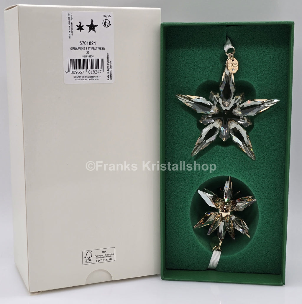 Swarovski Weihnachtsstern 2025 Gold 2er Set 3D Festive Ornament 5701824