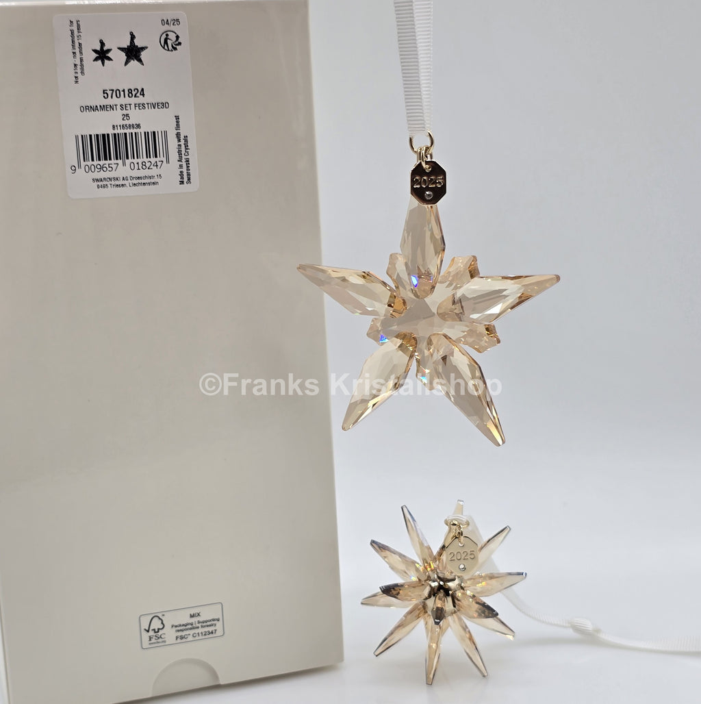 Swarovski Weihnachtsstern 2025 Gold 2er Set 3D Festive Ornament 5701824