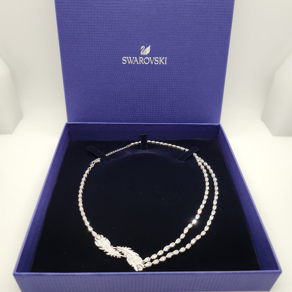 SWAROVSKI Feder Halskette Collier Nice Rhodiniert 5493404