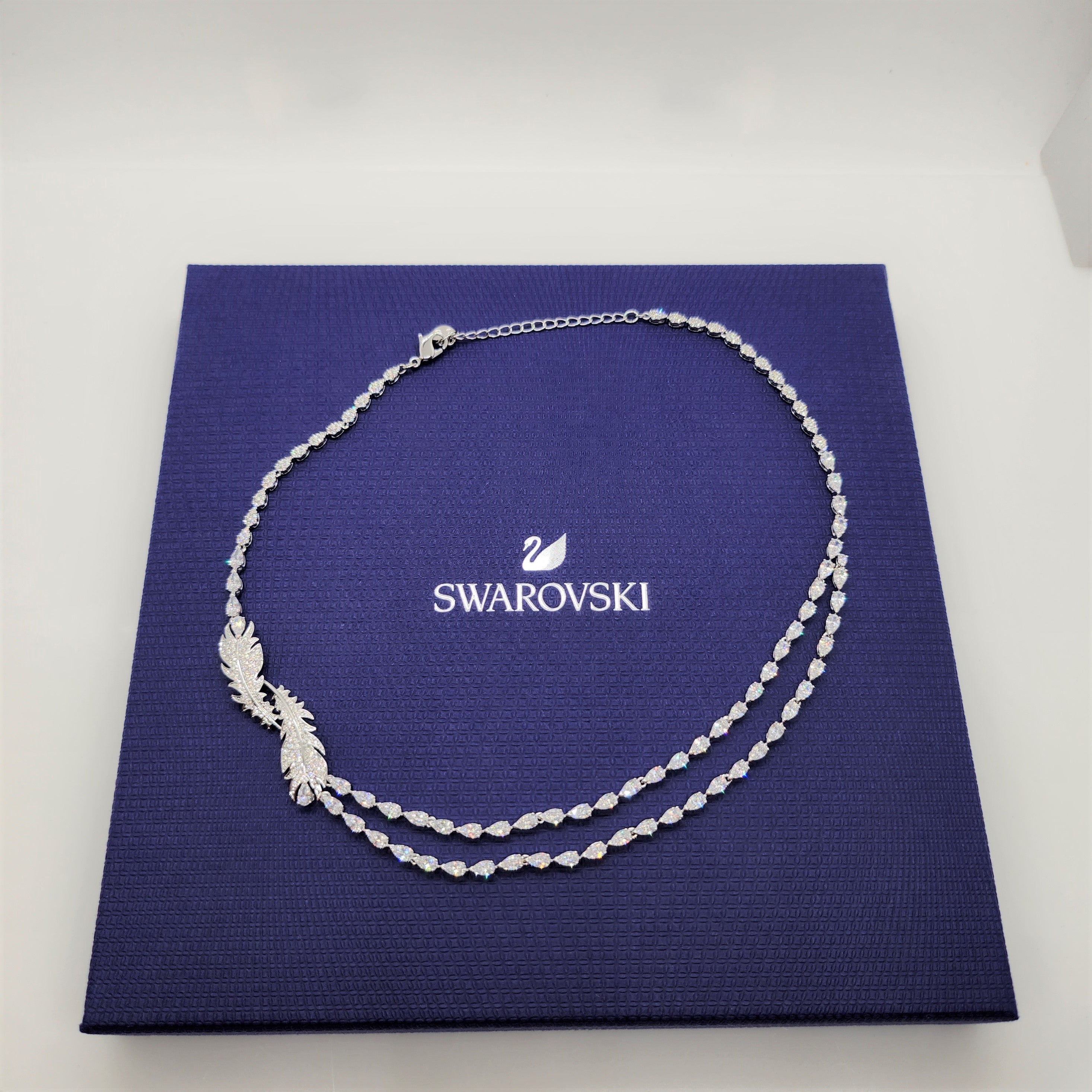 SWAROVSKI Feder Halskette Collier Nice Rhodiniert 5493404