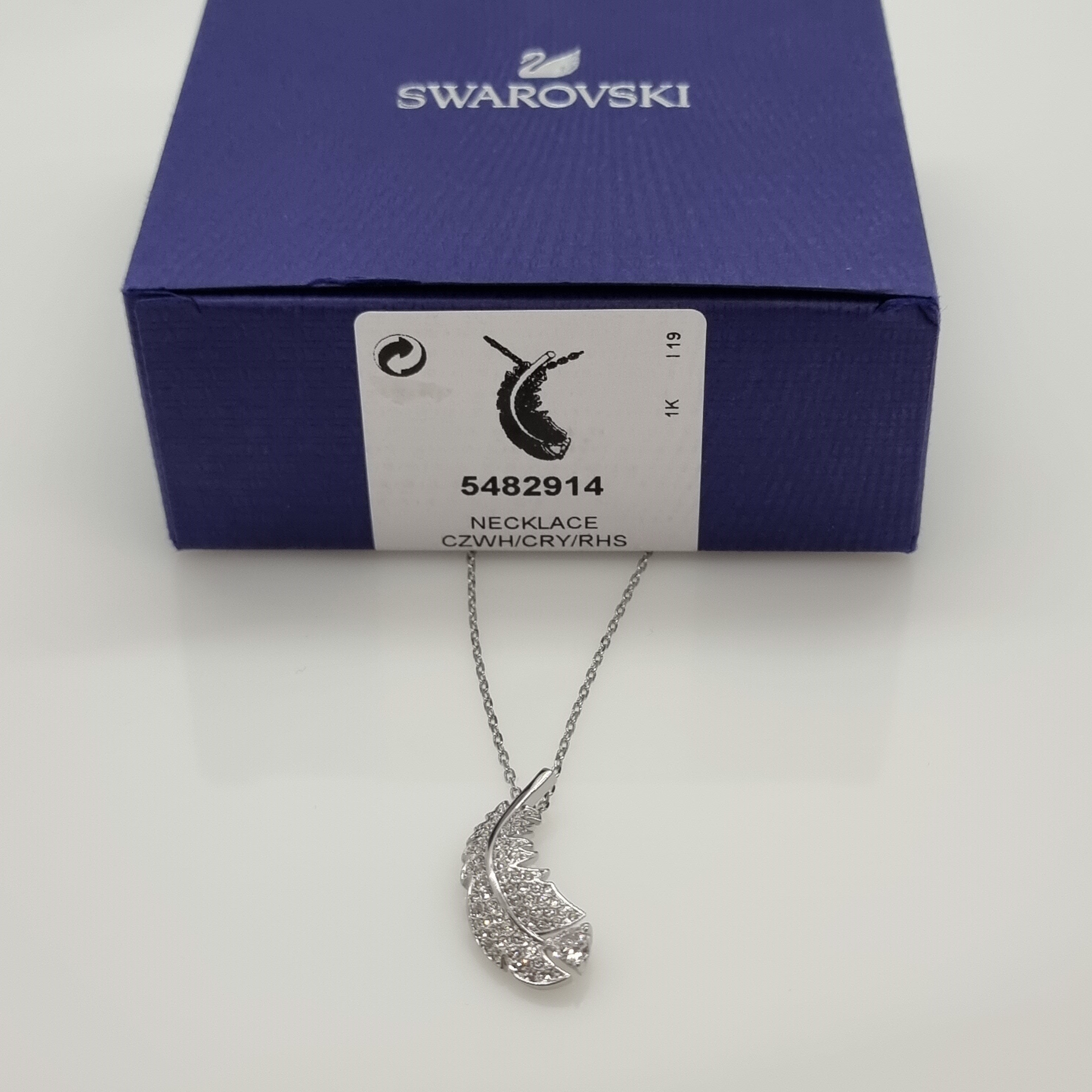 Swarovski Nice Feder Halskette Weiß Rhodiniert