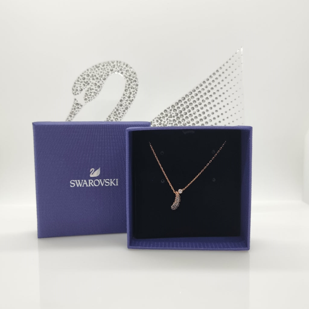 SWAROVSKI Feder Naughty Halskette Schwarz, Roségold-Legierungsschicht 5495292
