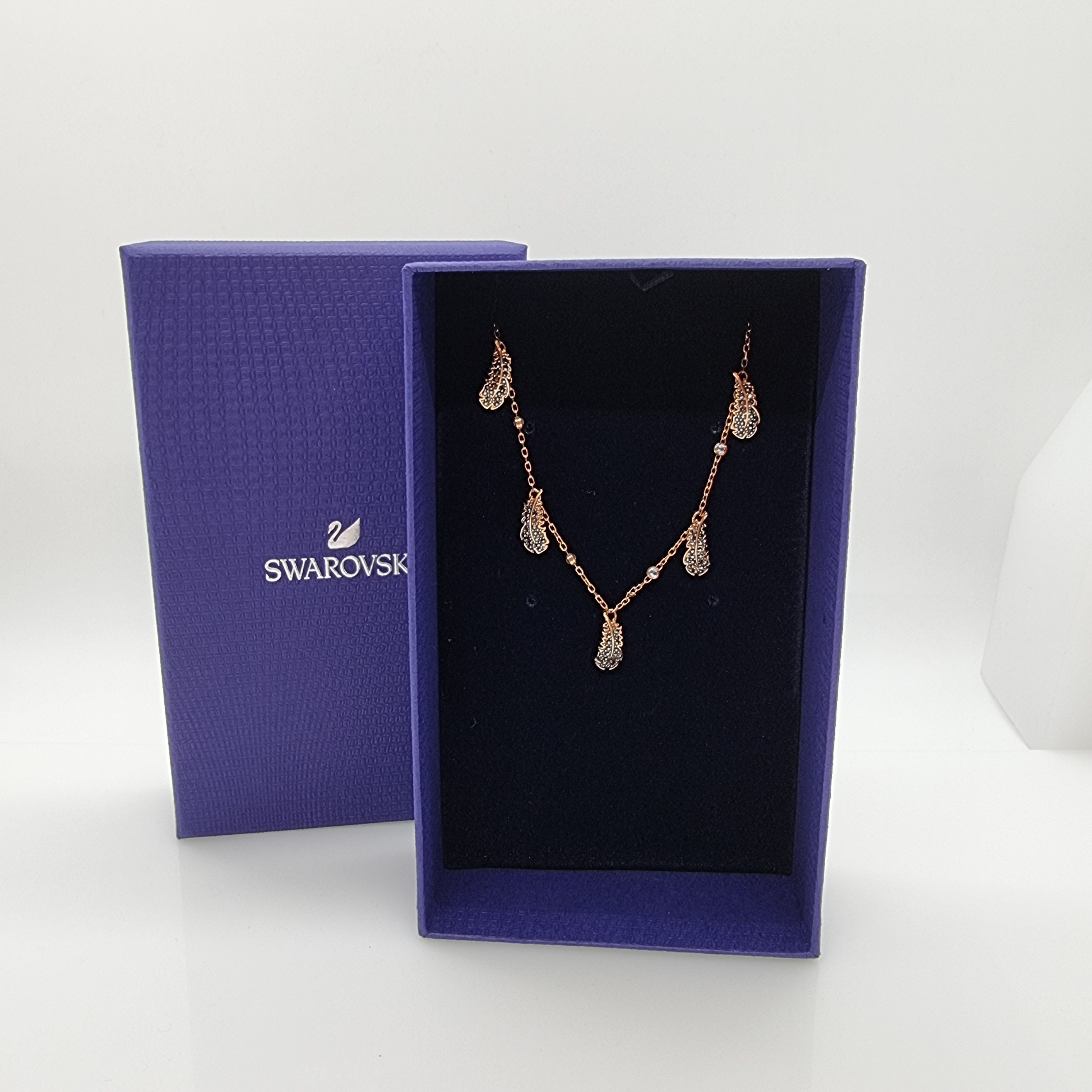 SWAROVSKI Feder Halskette Naughty Roségold-Legierung