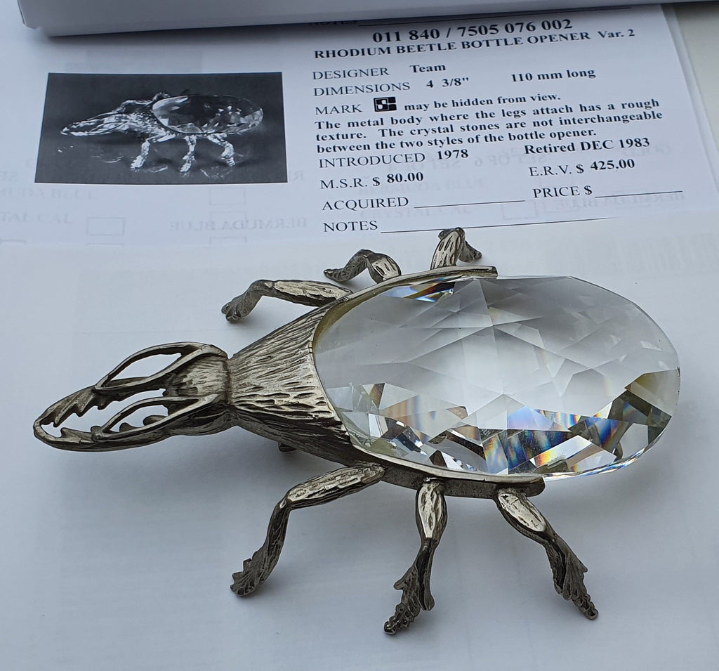 SWAROVSKI Hirschkäfer Flaschenöffner Farbe Rhodium 1978-1983