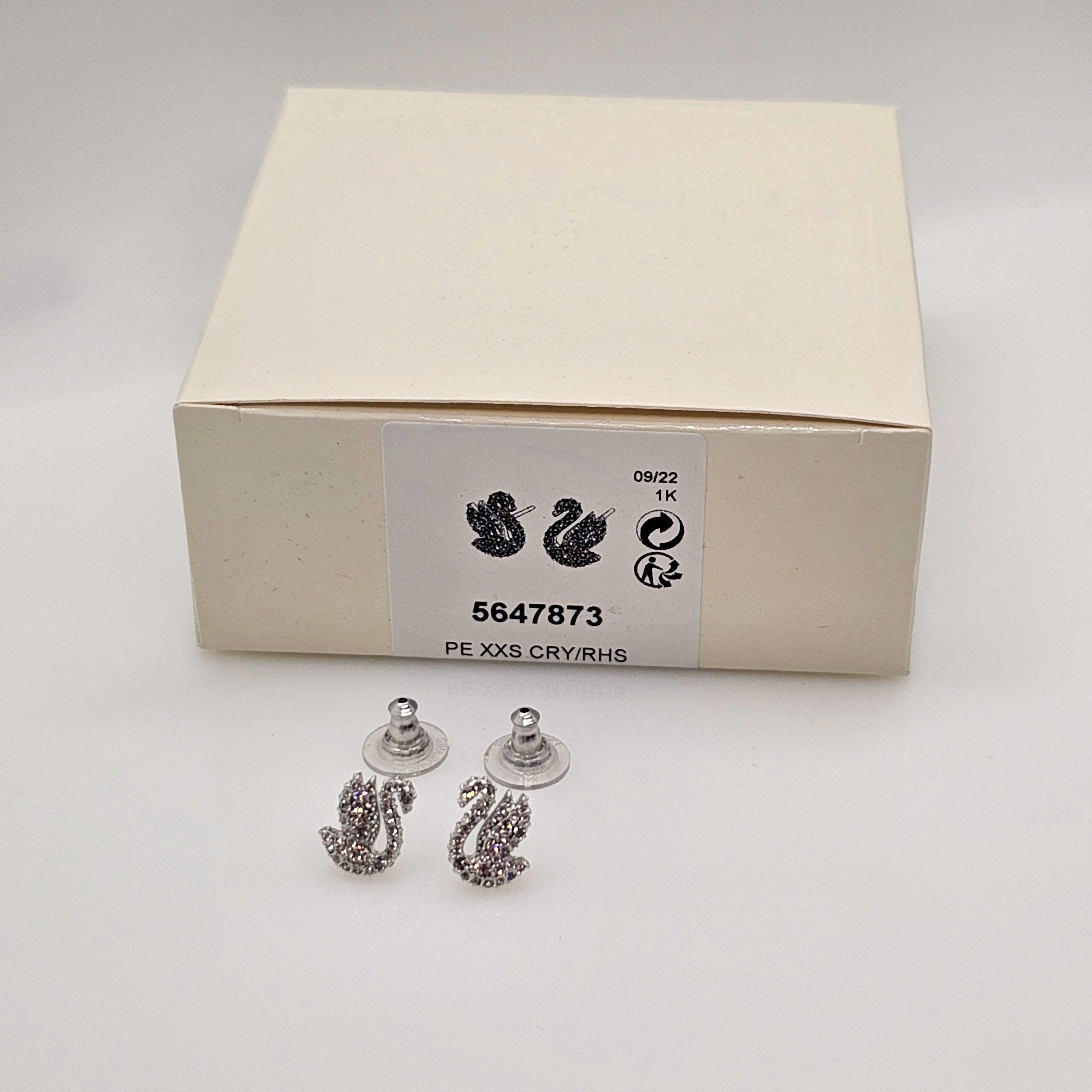 SWAROVSKI Iconic Swan Ohrstecker Schwan, Weiß, Rhodiniert 5647876