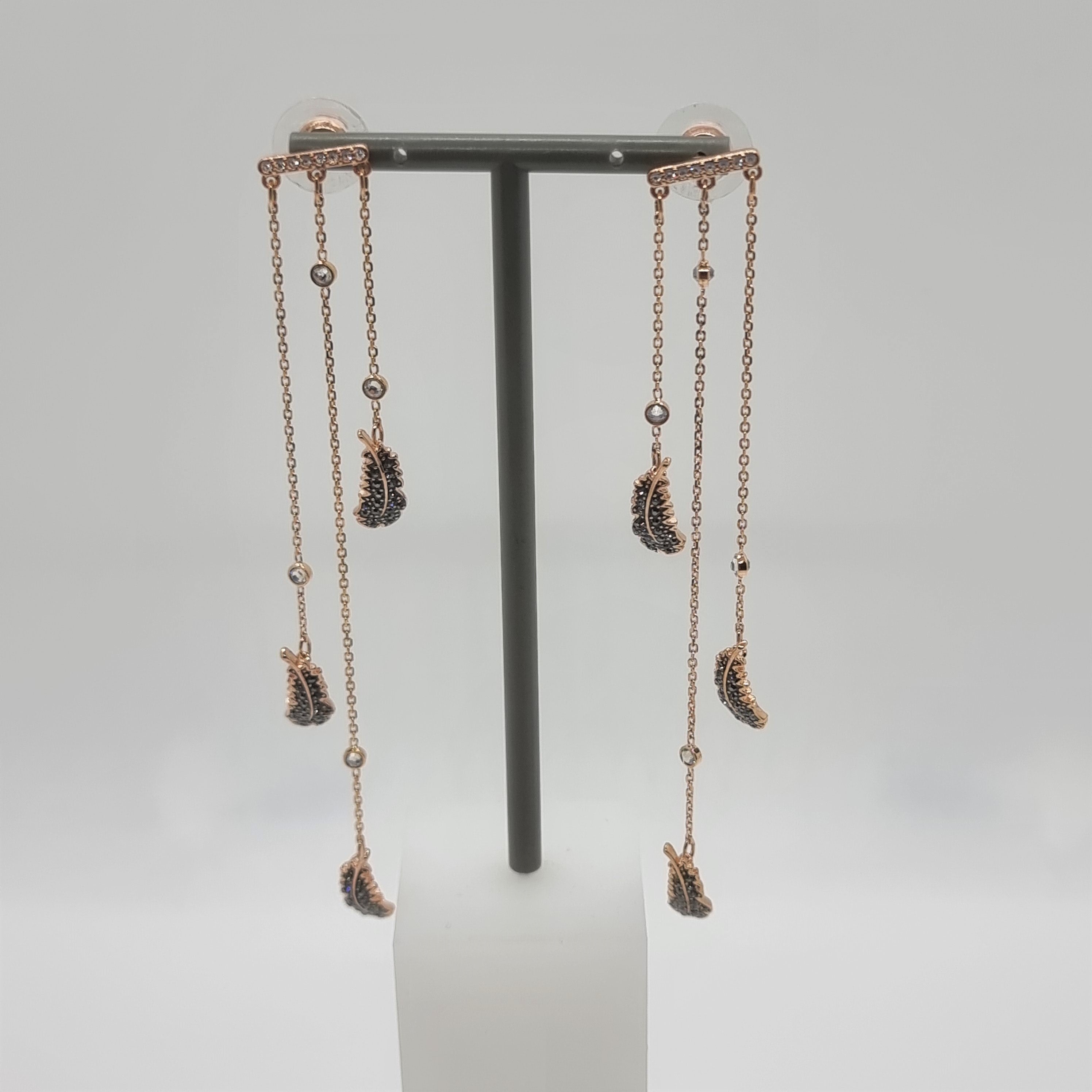SWAROVSKI Feder Ohrringe Naughty Chandelier Roségold-Legierung