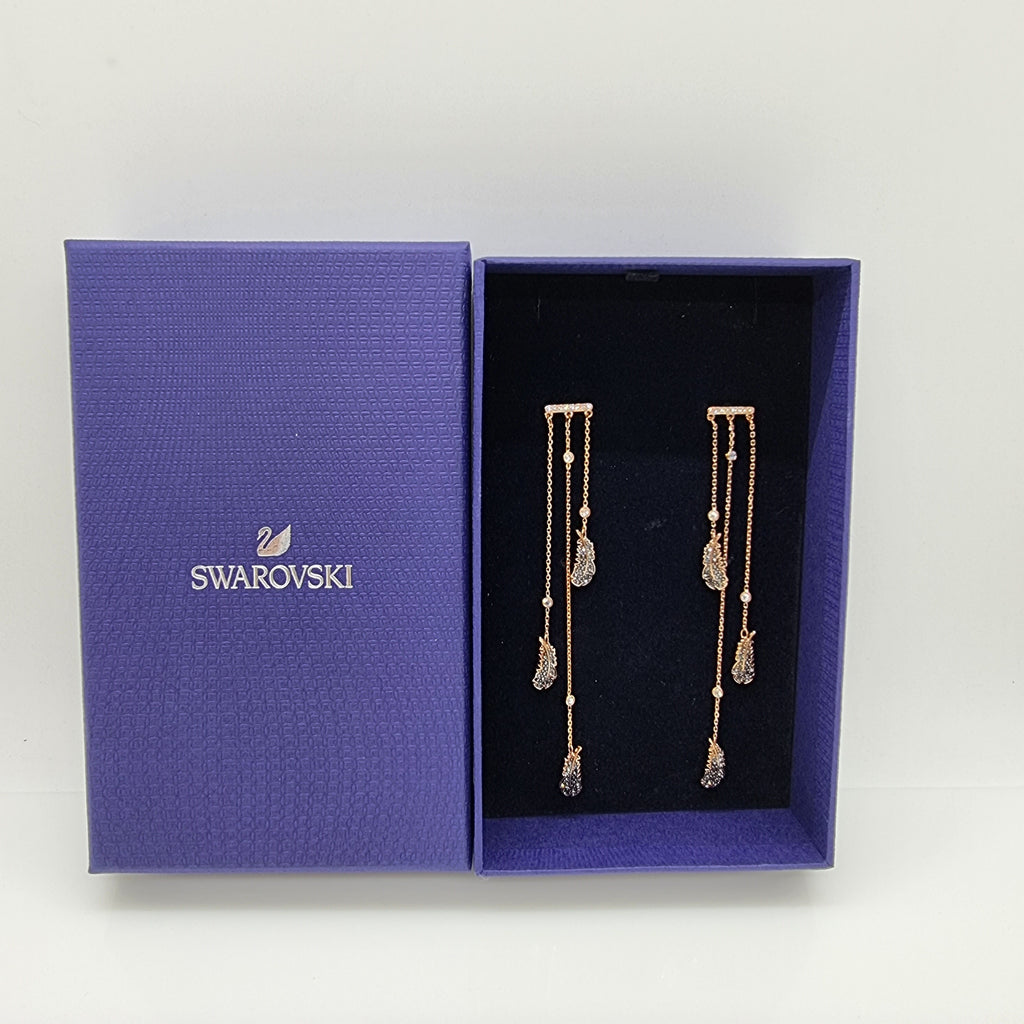 SWAROVSKI Feder Ohrringe Naughty Chandelier Roségold-Legierung