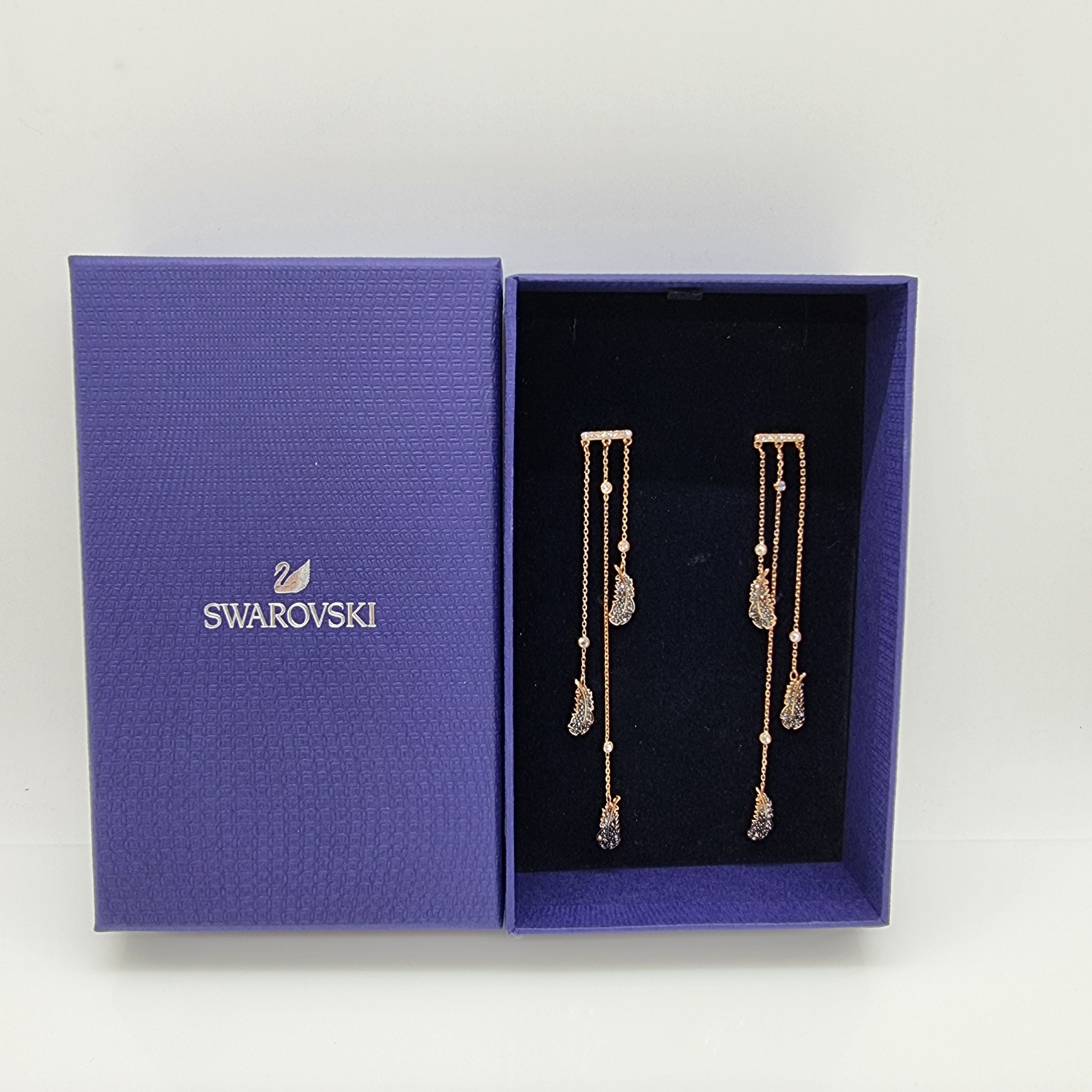 SWAROVSKI Feder Ohrringe Naughty Chandelier Roségold-Legierung