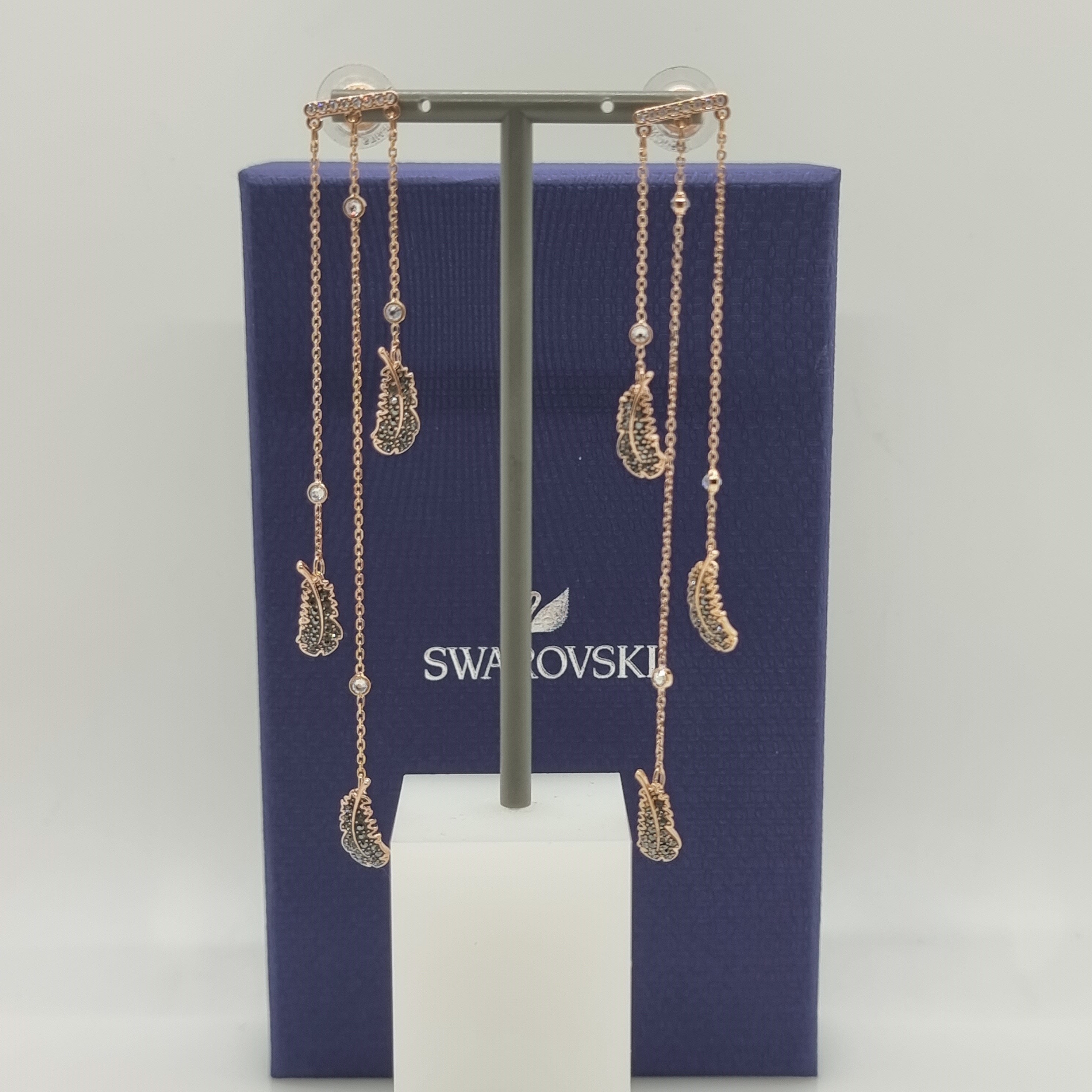 SWAROVSKI Feder Ohrringe Naughty Chandelier Roségold-Legierung