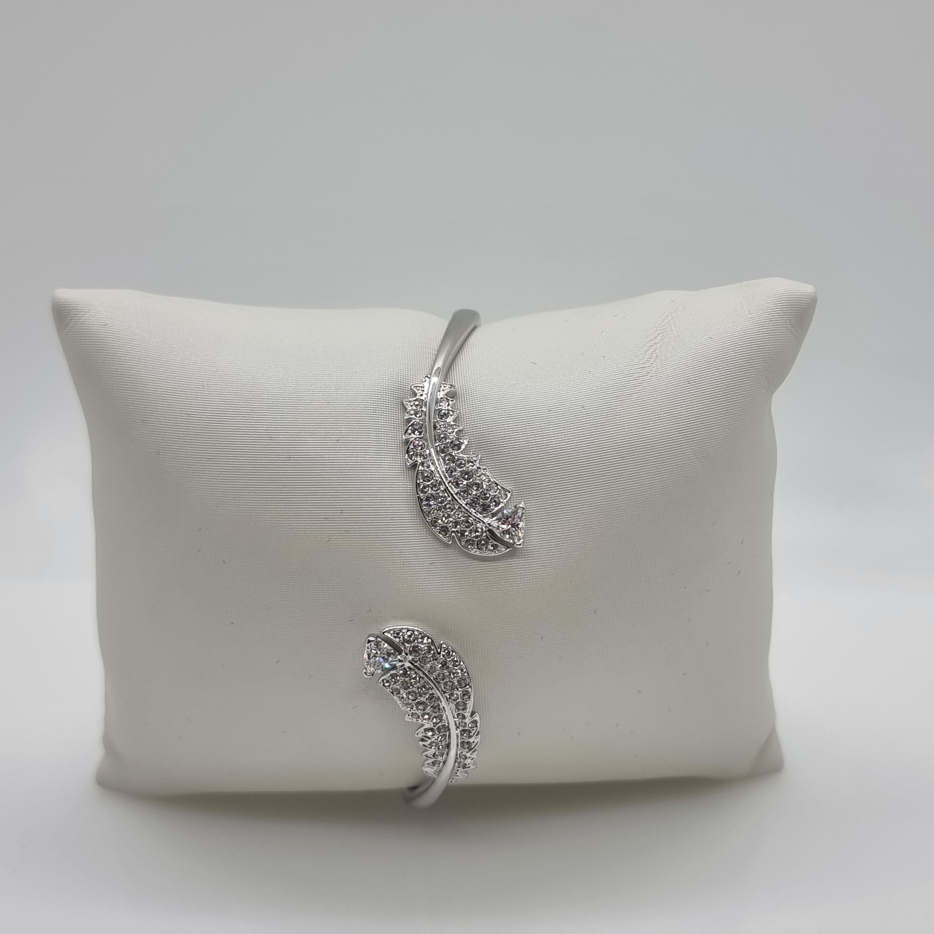 SWAROVSKI Nice Feder Armreif Größe S Weiß, Rhodiniert 5515022