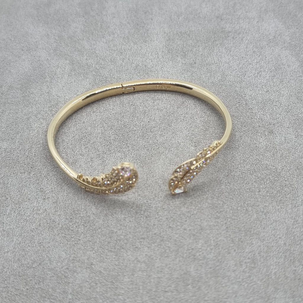 SWAROVSKI Nice Feder Armreif Größe S Weiß, Vergoldet 5515019