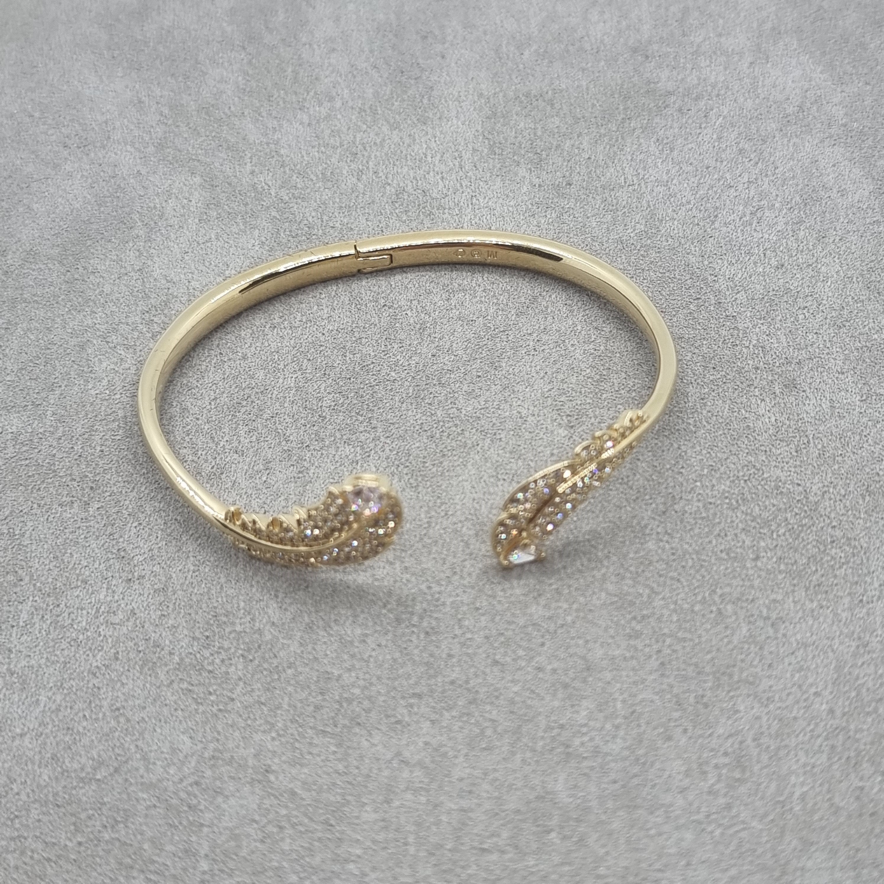SWAROVSKI Nice Feder Armreif Größe S Weiß, Vergoldet 5515019
