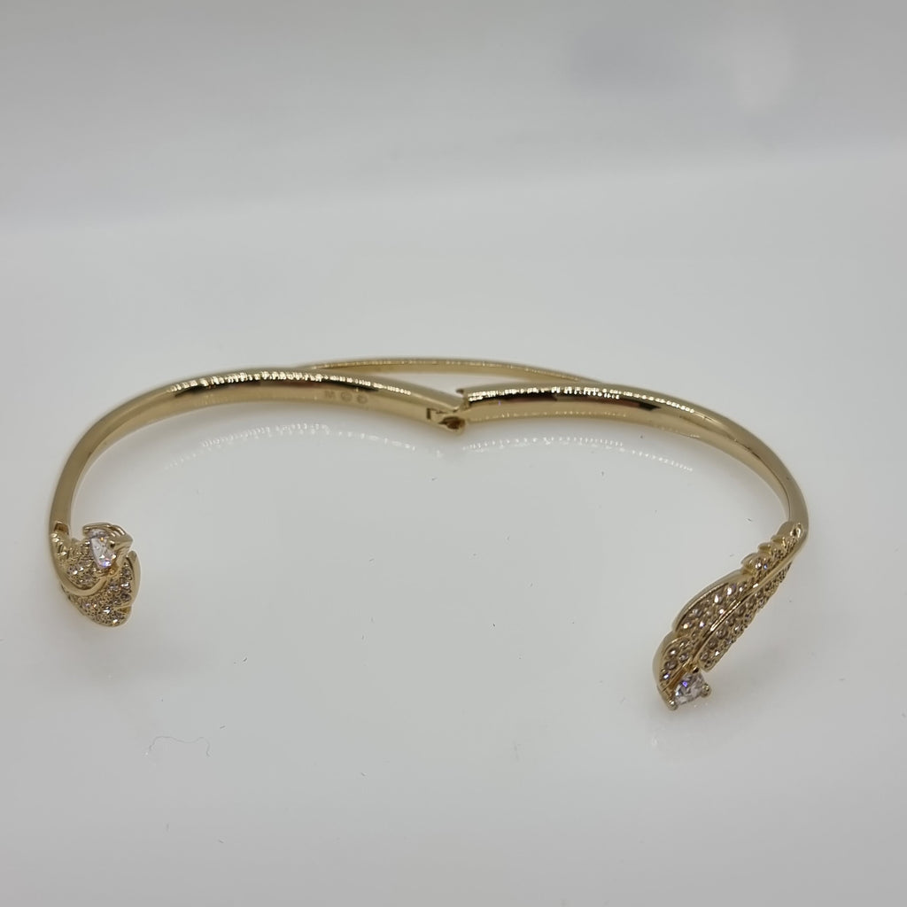 SWAROVSKI Nice Feder Armreif Größe S Weiß, Vergoldet 5515019