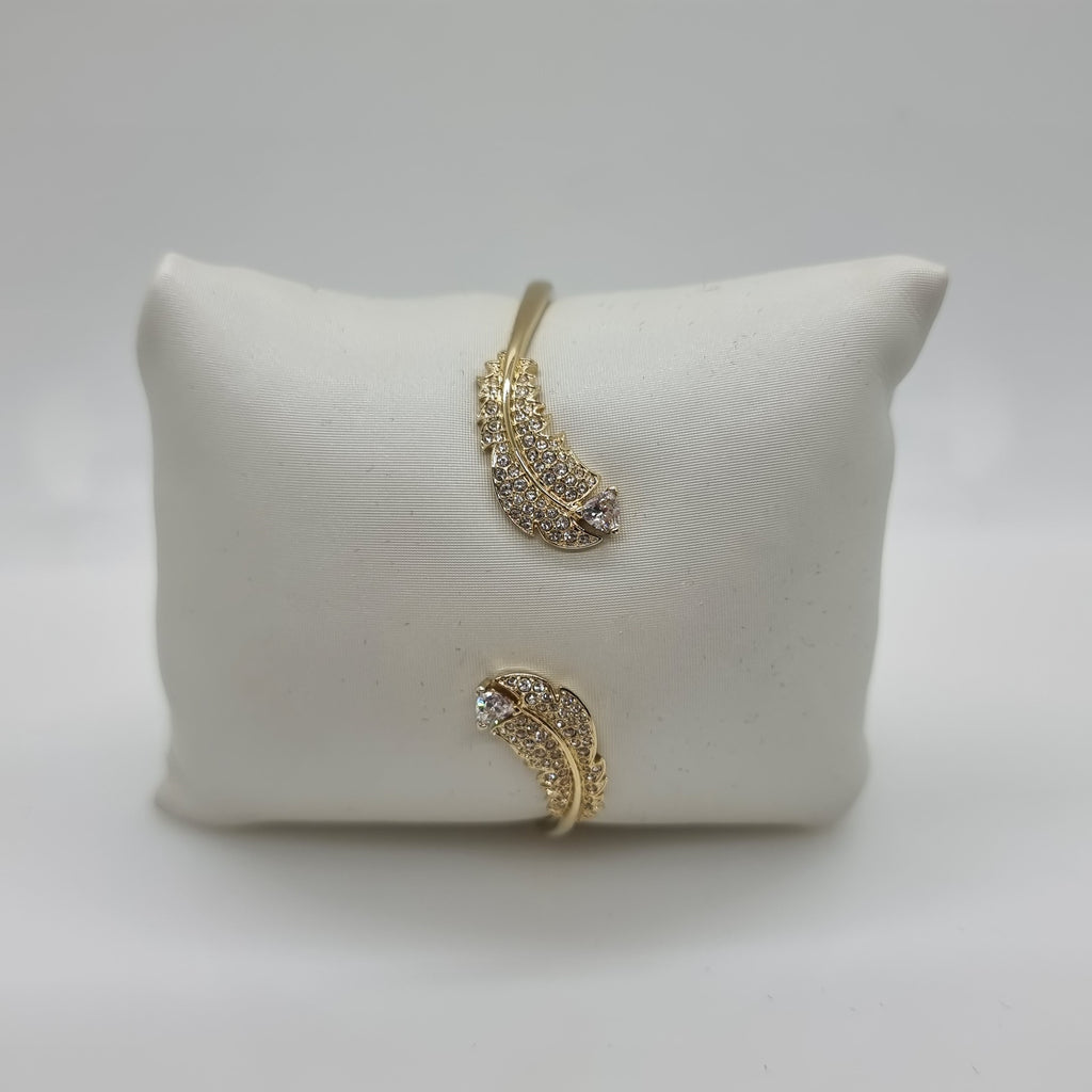 SWAROVSKI Nice Feder Armreif Größe S Weiß, Vergoldet 5515019