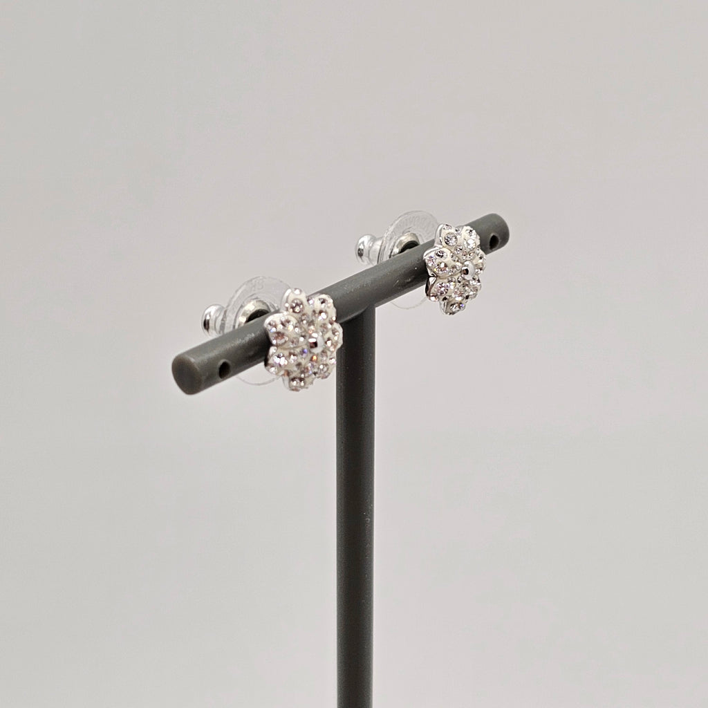 SWAROVSKI Ohrstecker Blüte Blume Weiß, Rhodiniert