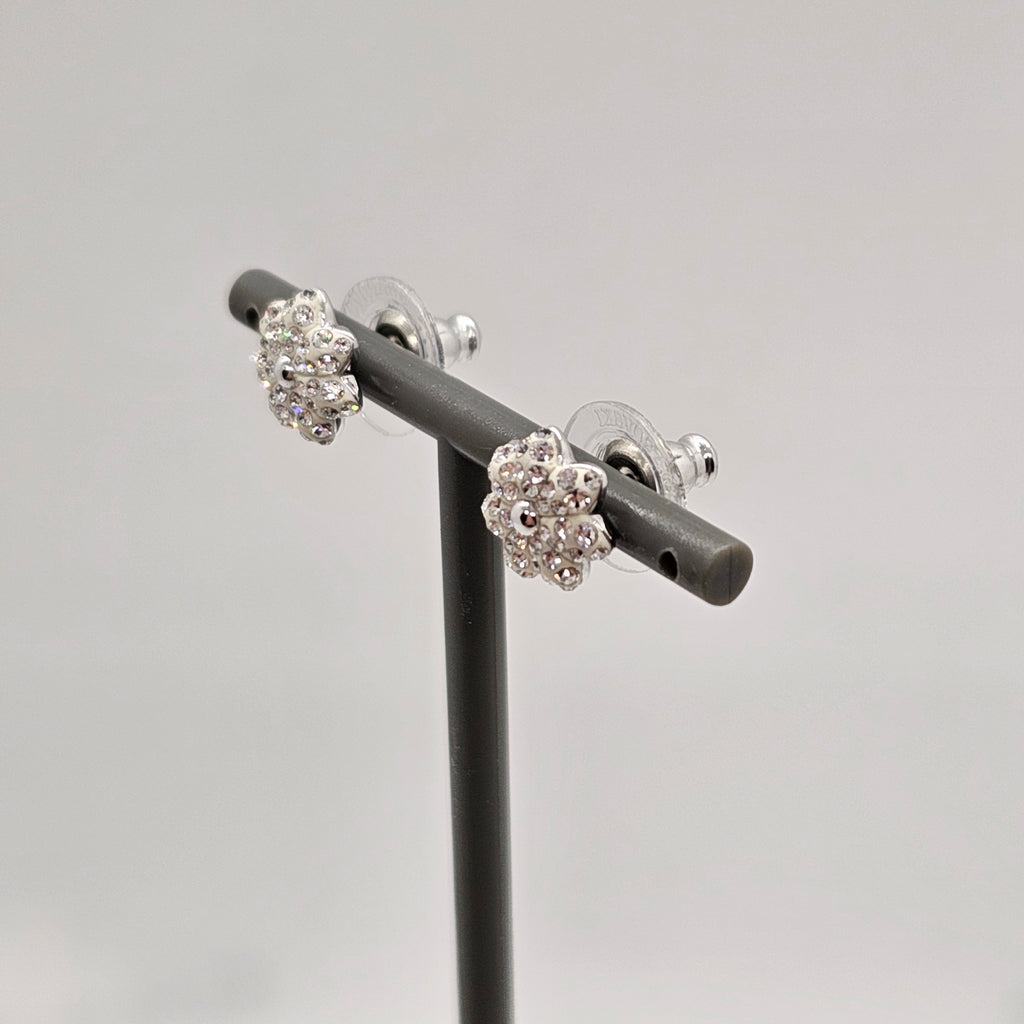 SWAROVSKI Ohrstecker Blüte Blume Weiß, Rhodiniert