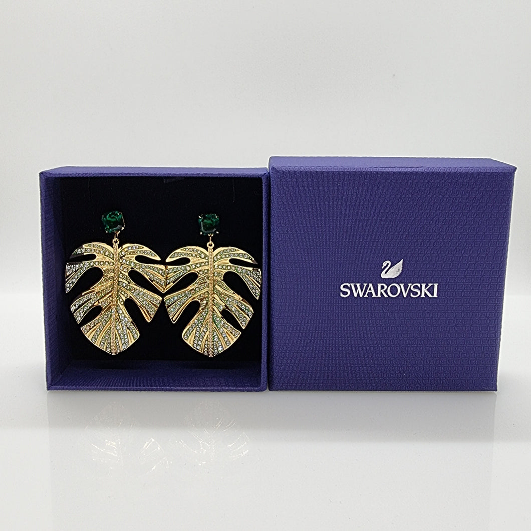 SWAROVSKI Tropical Leaf Ohrringe, mehrfarbig, vergoldet 5525242