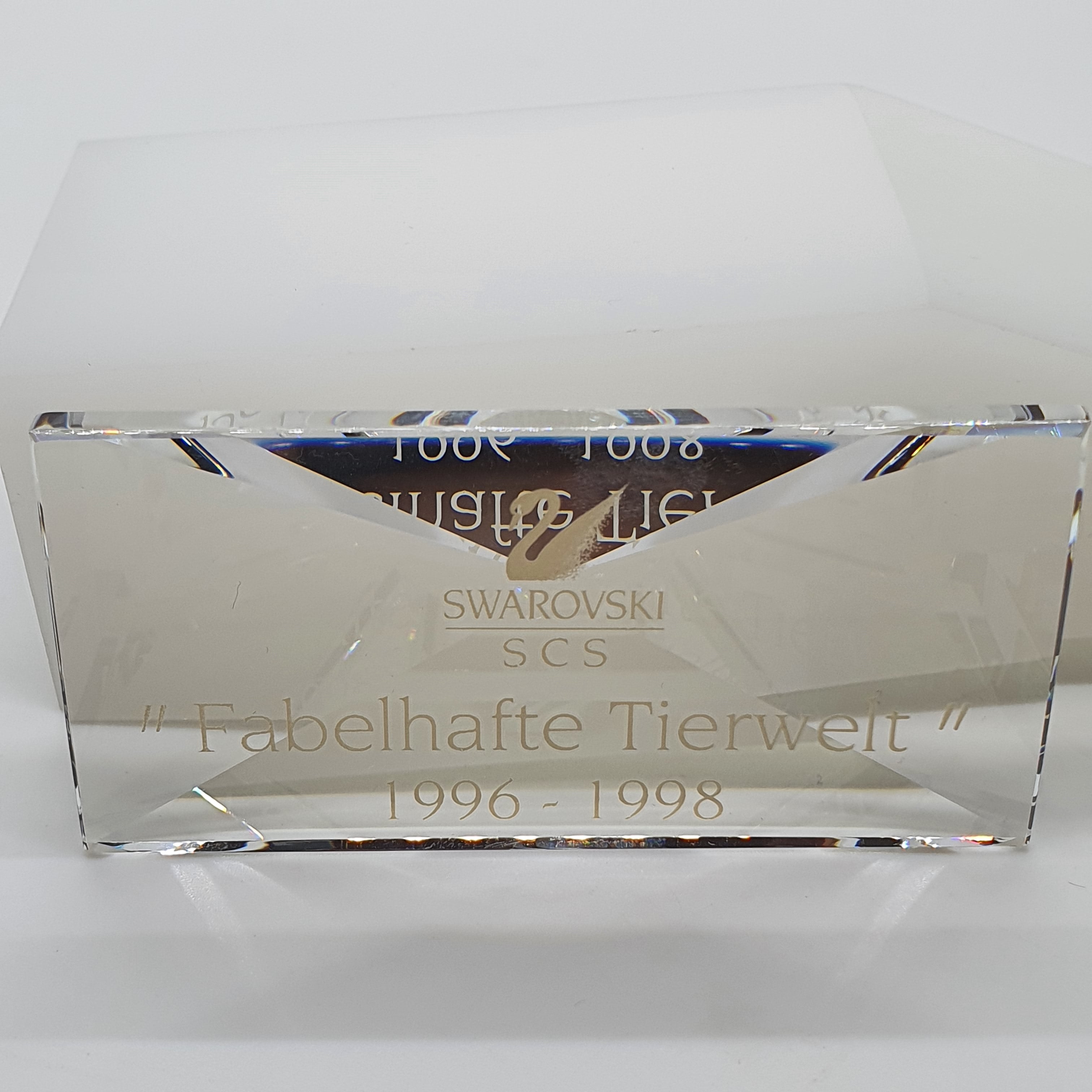SWAROVSKI SCS Schild "Fabelhafte Tierwelt" zu Einhorn, Drache und 1996 - 1998