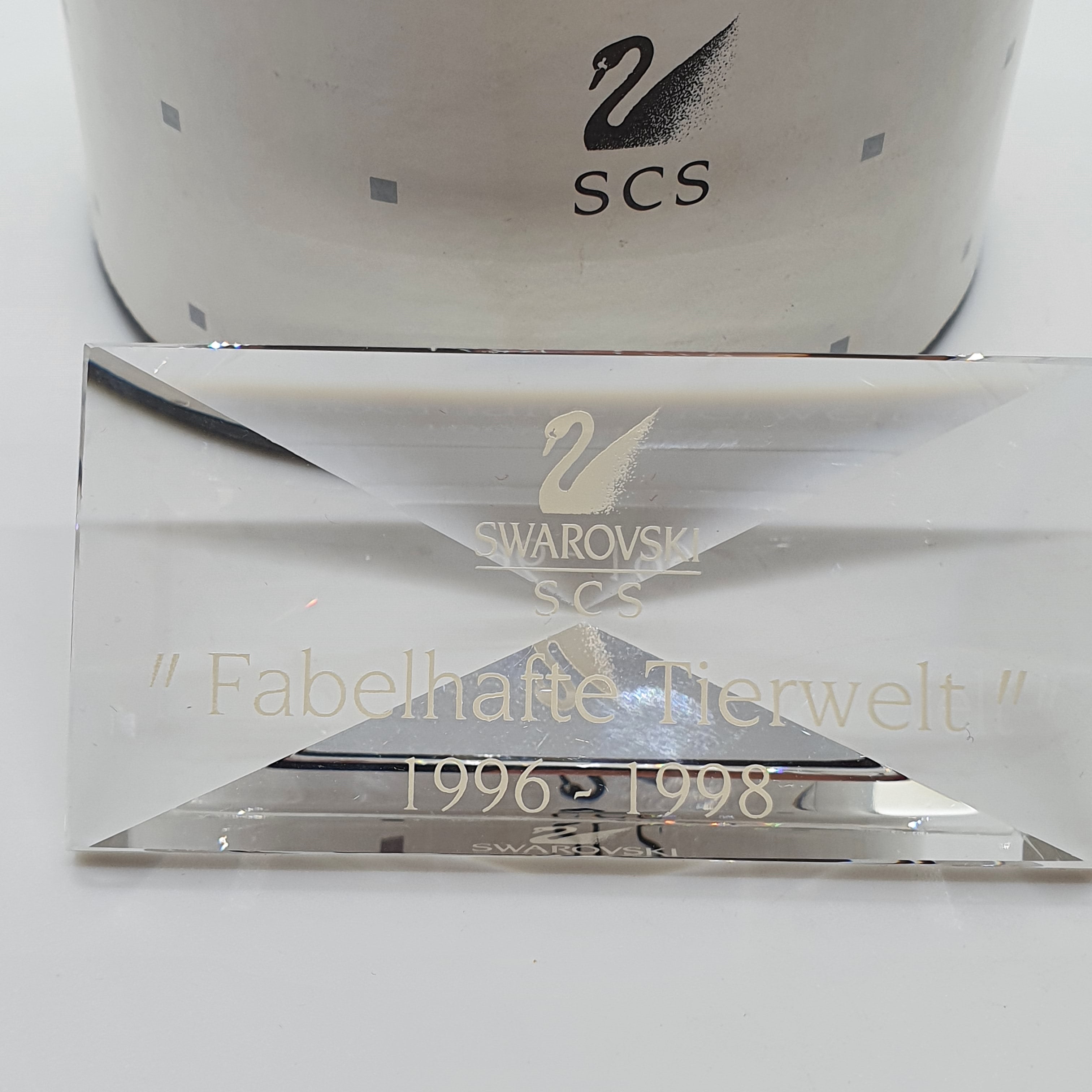 SWAROVSKI SCS Schild "Fabelhafte Tierwelt" zu Einhorn, Drache und 1996 - 1998