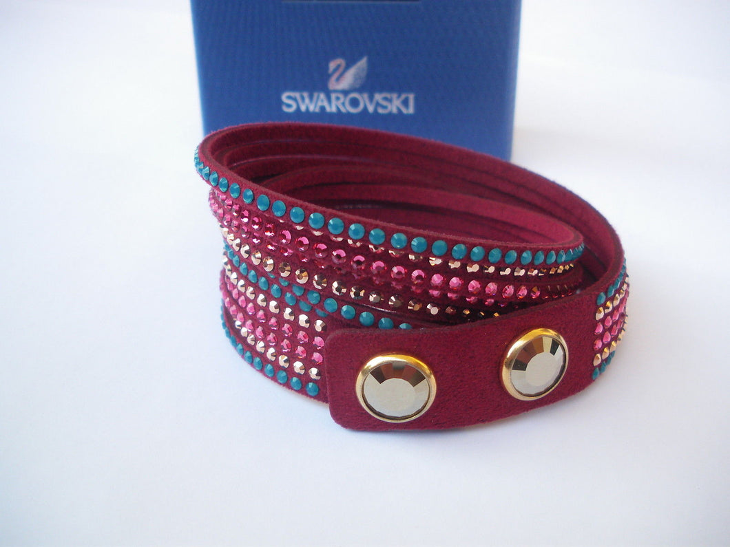 SWAROVSKI Slake Armband Rot, Bordeaux, Türkis, Gold