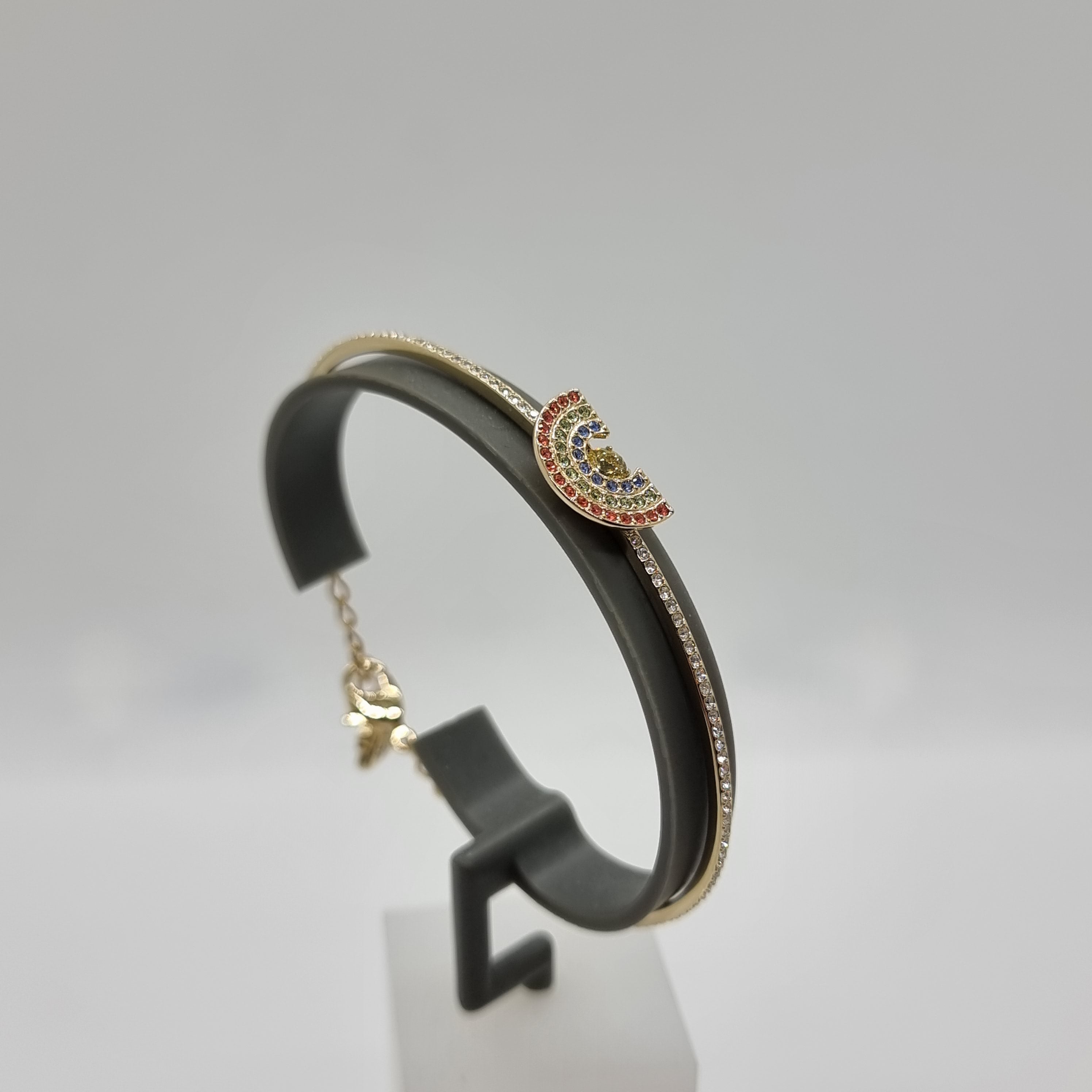 SWAROVSKI Sparkling Dance Rainbow Armreif Größe M Vergoldet 5537493