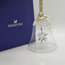 Lade das Bild in den Galerie-Viewer, SWAROVSKI Weihnachtsglocke 2022 Groß Gold Glocke Blau 5626007
